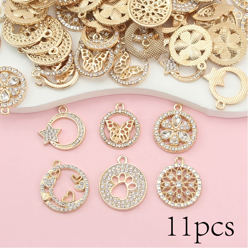 TEMU 11pcs/23pcs/35pcs Random Assorted Jewelry Creative Vintage Court Style Geometric Round Cat Paw Heart Various Shapes Mixed Style Creative Fashion