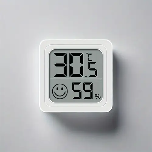 1pc digital hygrometer thermometer indoor outdoor lcd display temperature humidity gauge plastic material button battery powered non rechargeable for home car garden adult use garden decor modern lcd display durable plastic construction lcd display thermomete
