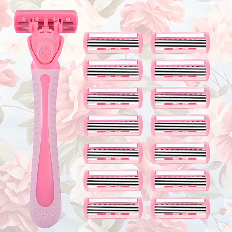 

Women's 6 Layers Manual Shaver, Replacement Blades, Non Slip Handle, Suitable For Summer Body Hair Removal, Ideal For Travel And Family Use