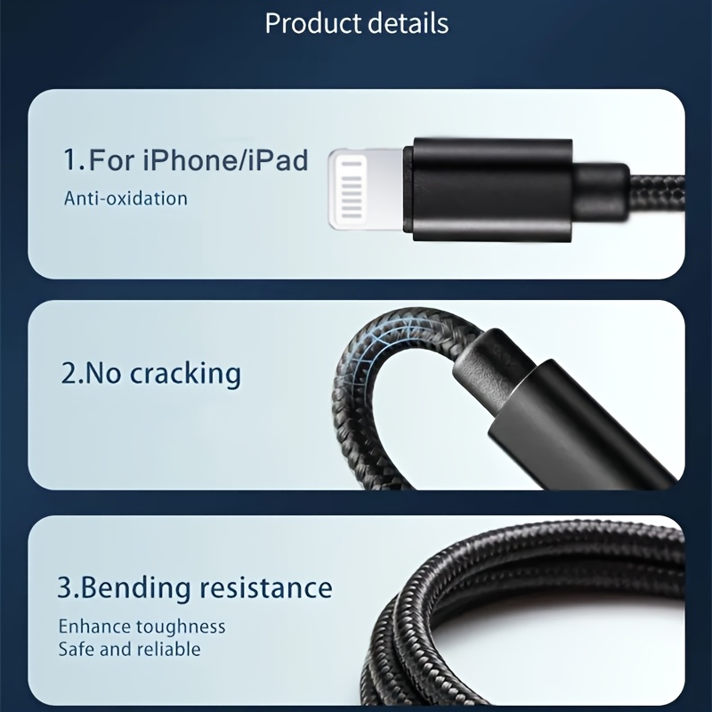1/3pcs USB Fast Charging Cable For iPhone 14 13 12 Pro Max X XR XS 8 7 6s 6 iPad AirPods Data Charge USB Wire Cord