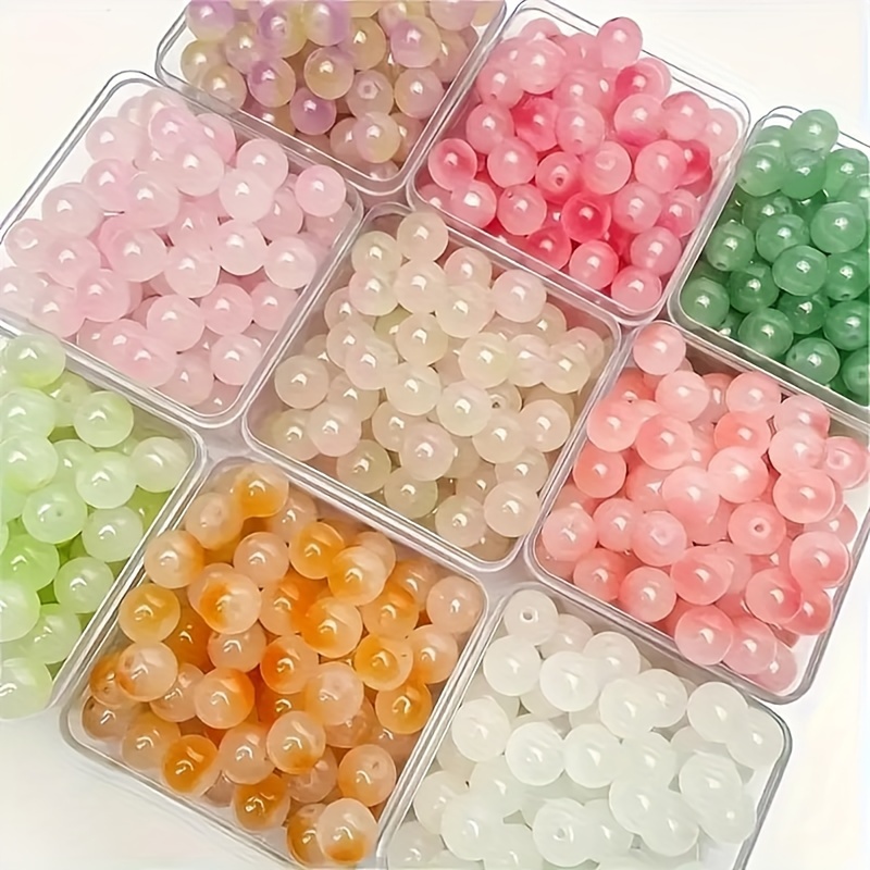 

200pcs Random Glass Imitation Beads Round Beads Handmade Diy Bracelet Necklace Bracelet Jewelry Loose Beads Jewelry Accessories Suitable For Beginners