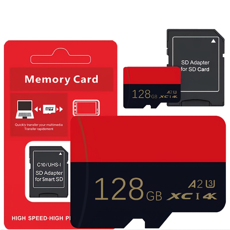 TEMU Micro Tf Sd Card 128gb/256gb U3 Memory Card, High 10 Sd Card Mini Sd Tf Card With Sd Adapter For For Surveillance/pc/ And More Devices