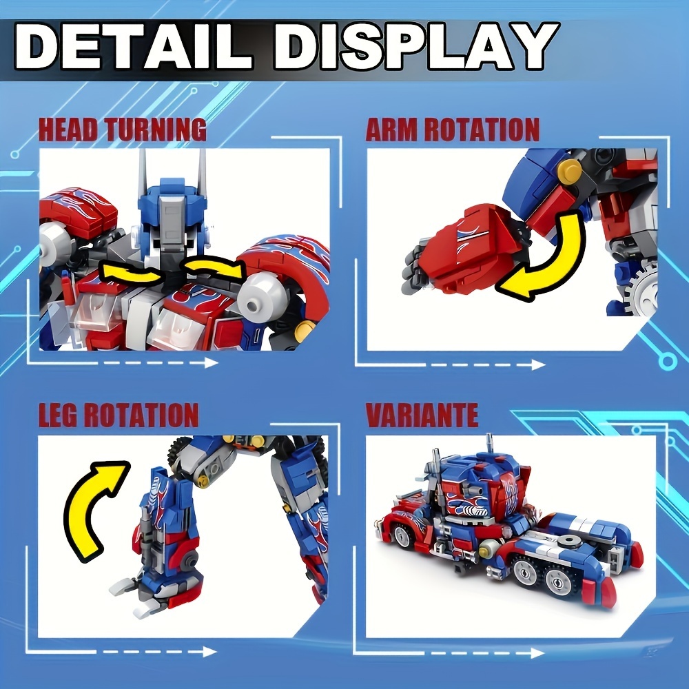 Robot Building Toy Set, 2in 1 Transforming Robot Building Kit, Construction Truck Blocks Set