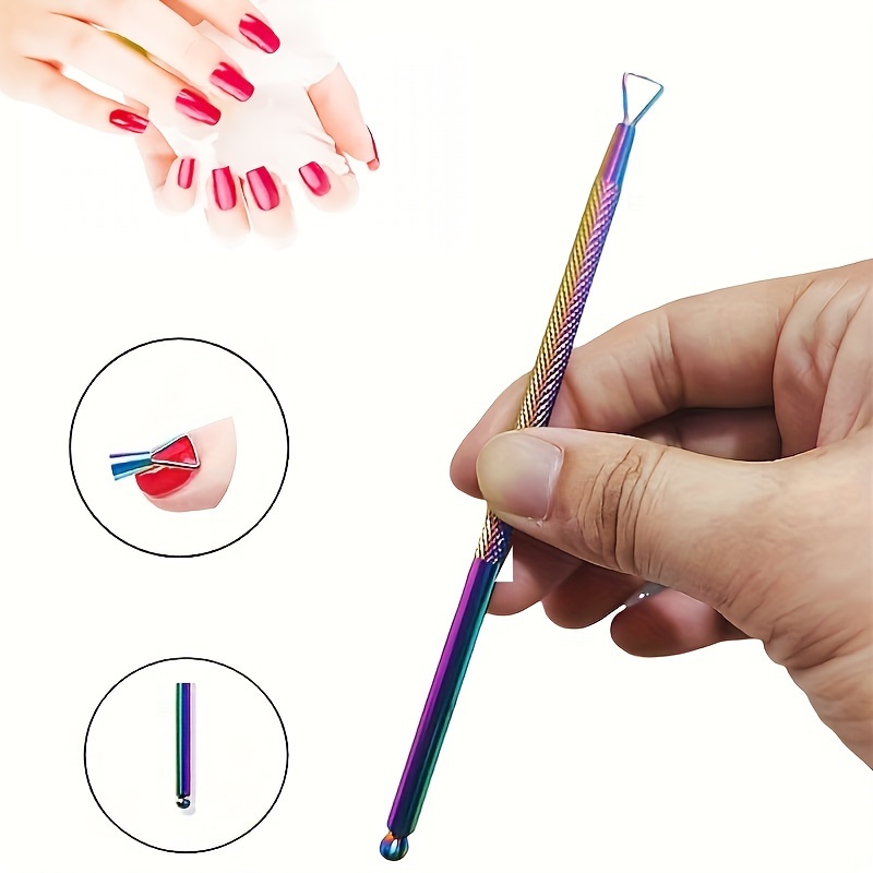 

Décapant de vernis à ongles en forme de triangle inversé en chrome et titane - Texture antidérapante pour une prise en main facile, adapté pour retirer le vernis à ongles et le kératiné des ongles