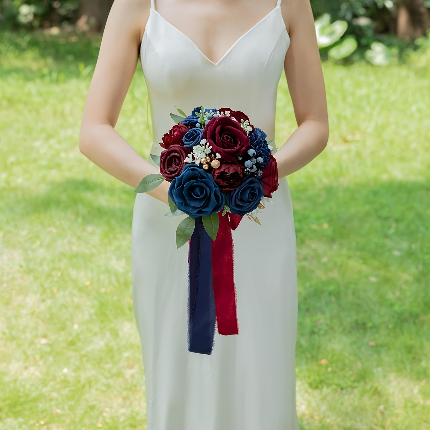 1pc navy blue wedding bouquets bride bridesmaid burgundy - Temu Cyprus