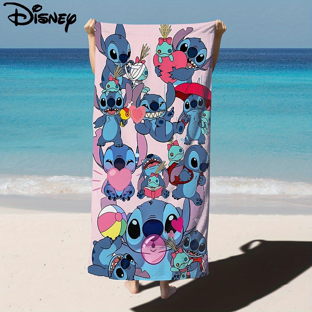 

1pc Disney Stitch Beach Towel, Cartoon Pattern Beach Blanket, Absorbent & Quick-drying Bath Towel, For Beach Bathing Outdoor Camping Travel Fitness, Ideal Beach Essentials