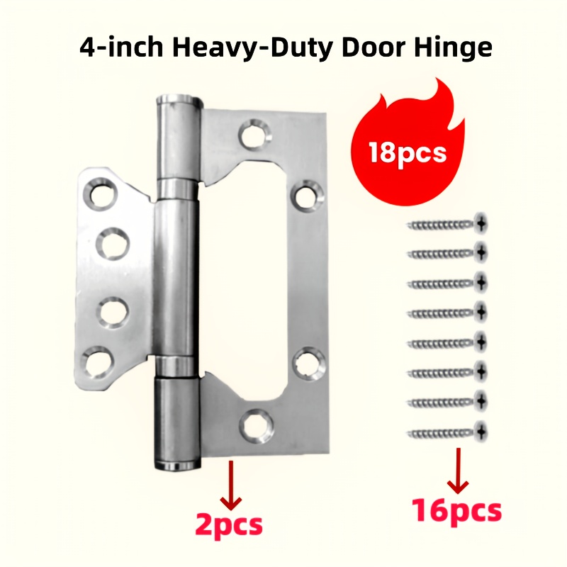 TEMU 18 Pack 4 Inch Heavy Duty Metal Stainless Steel Door Hinges, Including 2 Door Hinges And 16 Mounting Screws, 2.5mm Thick, Waterproof And