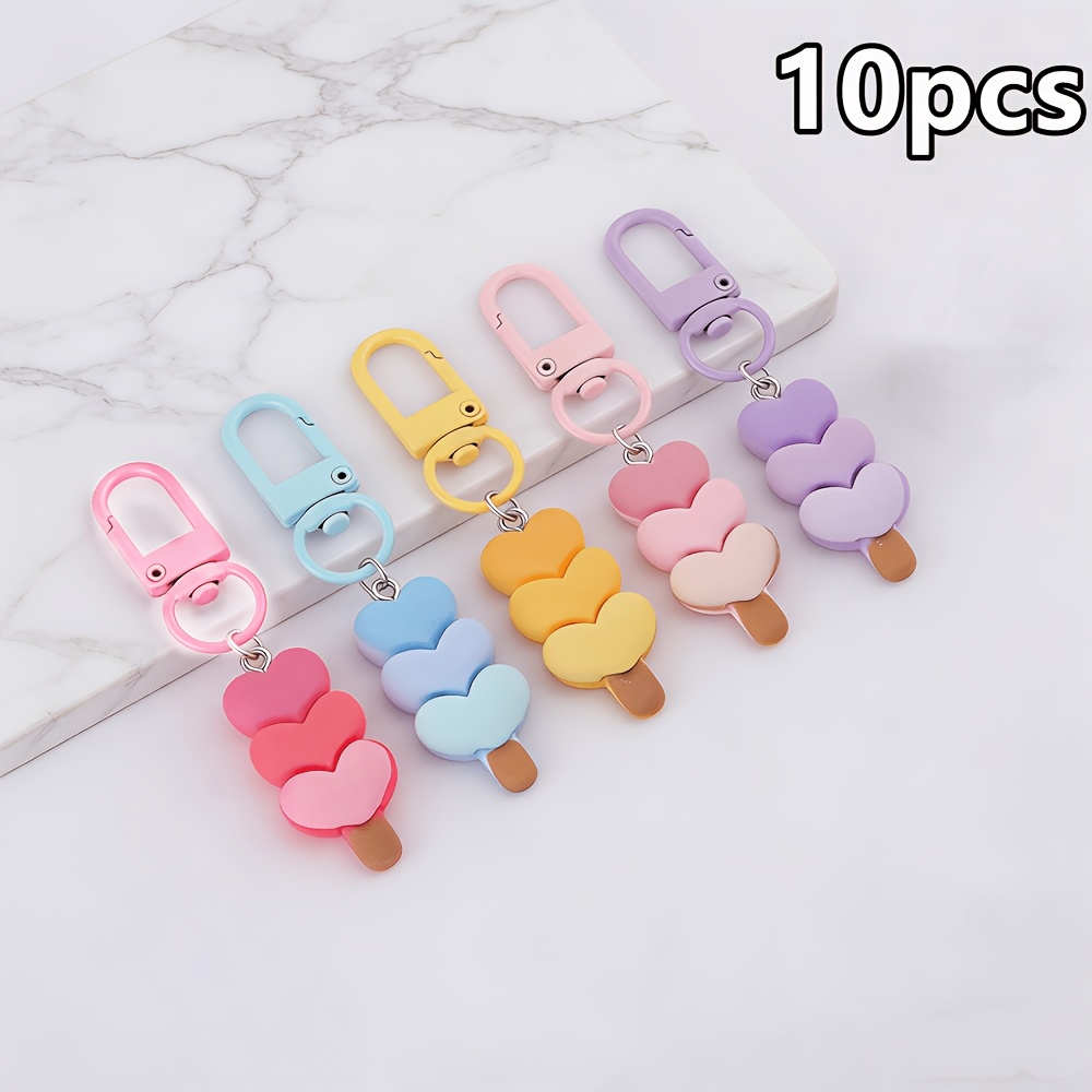 TEMU 10 pezzi, Mini Portachiavi a Forma di Cuore con in Resina, Set di Portachiavi Colorati con a Forma di Cuore, Ciondolo per e Borsa, Ornamenti per