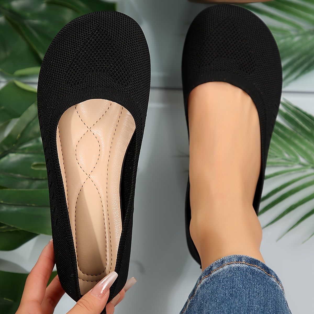 Elegant Women Shoes Shoes Ladies' Heart-shaped Round Toe Knitted Shoes, Women Shoes