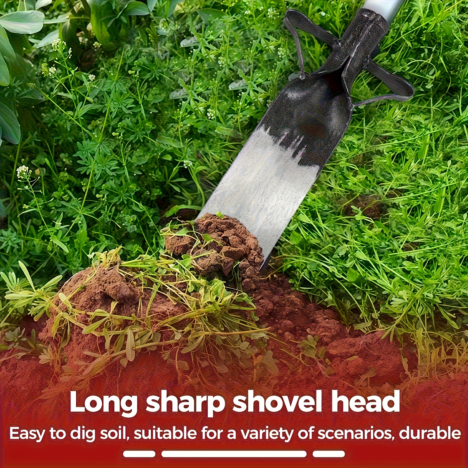 non electric manual digging shovel heavy duty   steel thickened blade   hardened edge solid wood handle welded   suitable for root breaking soil loosening agricultural farm tree planting and transplanting tools details 5