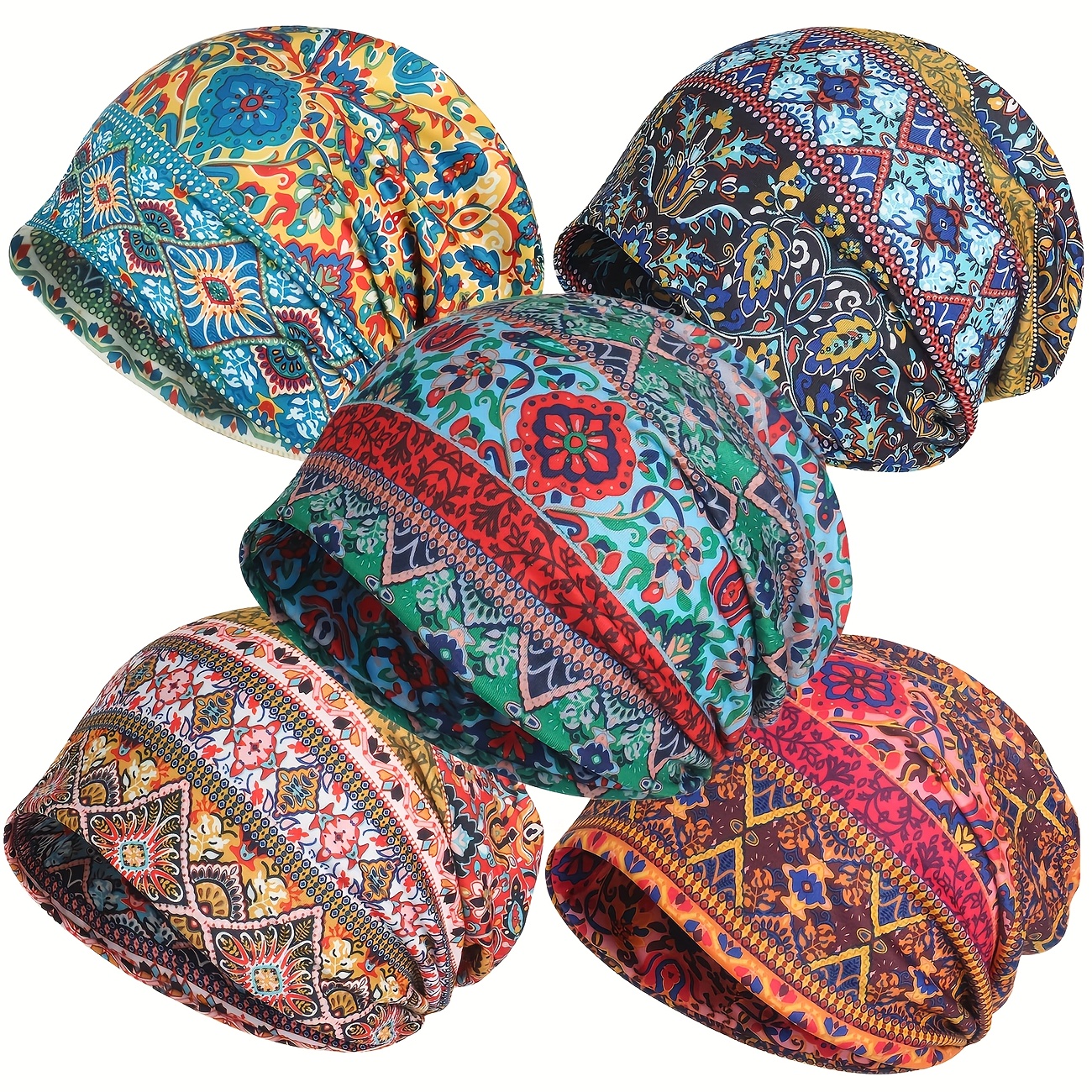 Cotton Chemo Beanie For Women & Men - Slouchy Skull Cap For Hair Loss, Cat Pattern, Black