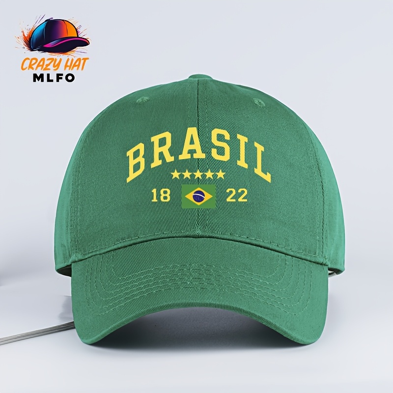 TEMU Cappellino da baseball con stampa bandiera del Brasile, , traspirante, morbida, casual, pieghevole, unisex, per di calcio, viaggi, abbigliamento