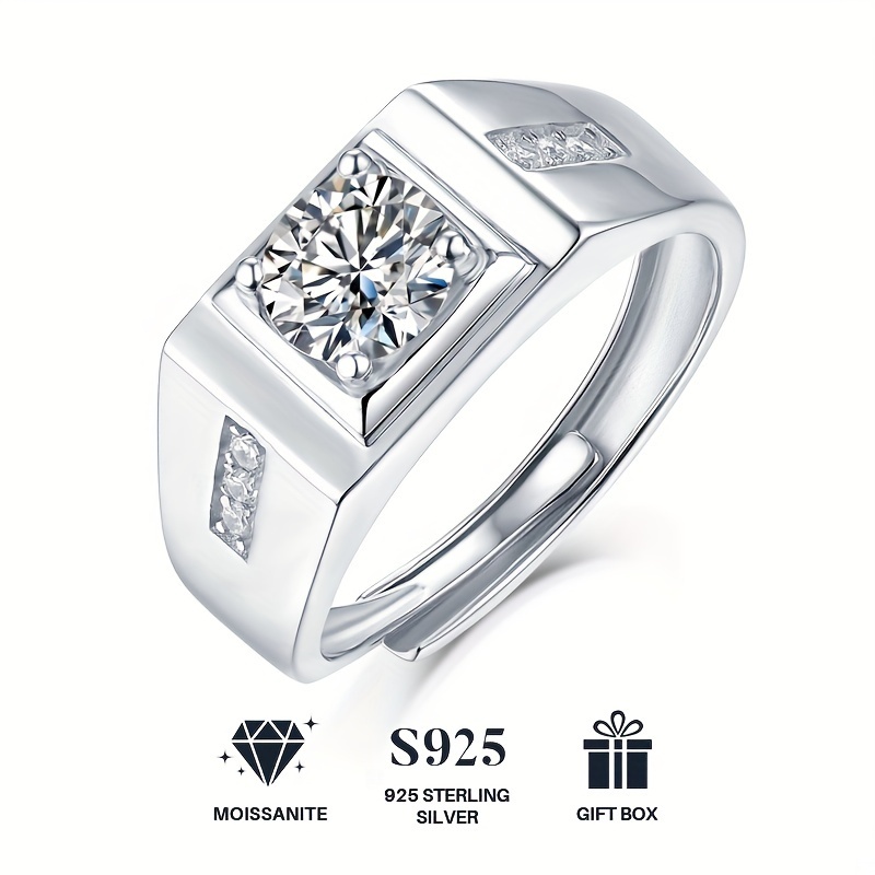 

1 Carat Moissanite Ring, 925 Sterling Silver & 18k Gold Plated, Men's, Women's, Wedding Ring, Perfect Unisex Gift For Everyday & Milestones