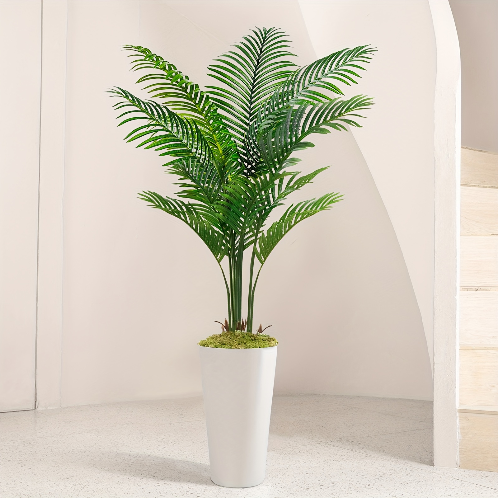 

Artificial Palm Tree 5ft - Fake Tree With White Tall Planter - Paradise Palm Tree Faux Tropical Floor Plant In Pot - Artificial Silky Plant For Home Office Living Room Halloween Indoor Outdoor Yard