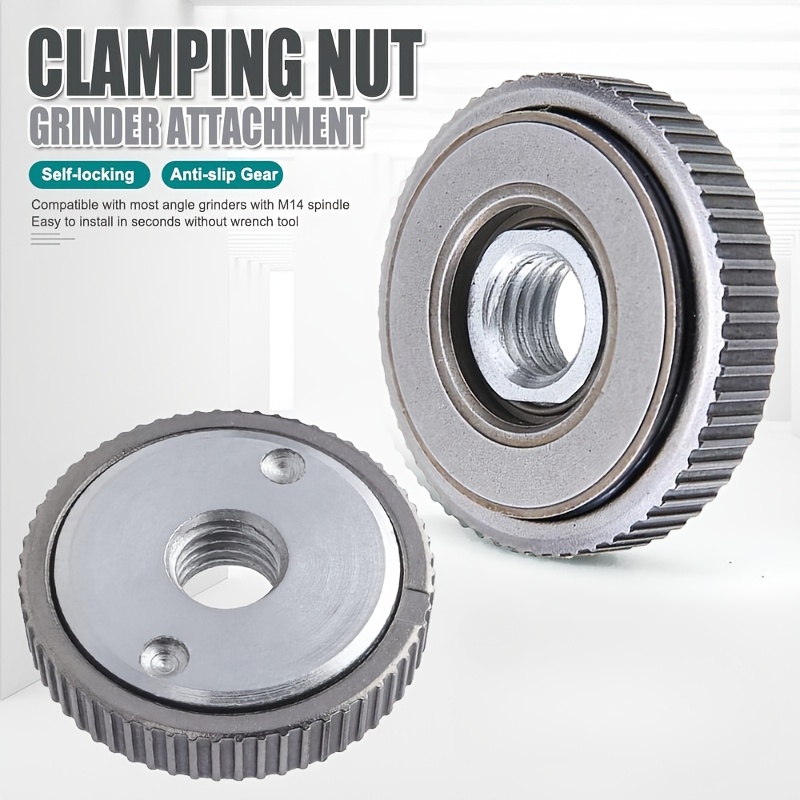 M14 Angle Grinder Quick-Release Lock Plate - Self-Locking, Easy Clamp & Release Nut for Secure Chuck Attachment, Durable #45 Steel Industrial Hardware Accessory