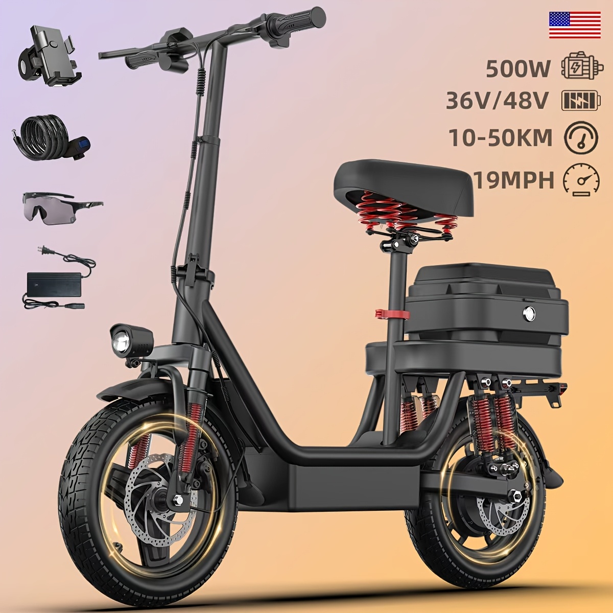 battery powered scooters sold on Temu United States