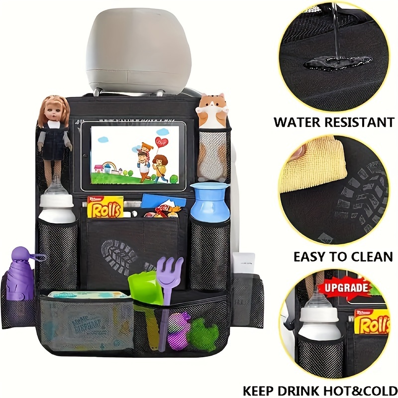 Sturdy Backseat Car Organizer -Safe Kids Storage Pocket Table
