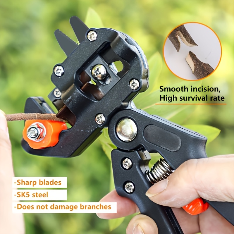 1 set ergonomic 2 in 1 garden grafting and pruning tool kit   pruning shears cutting knife with 3 different stainless steel blades for fruit trees branches and vines garden pruners   durable pruners garden tools 2