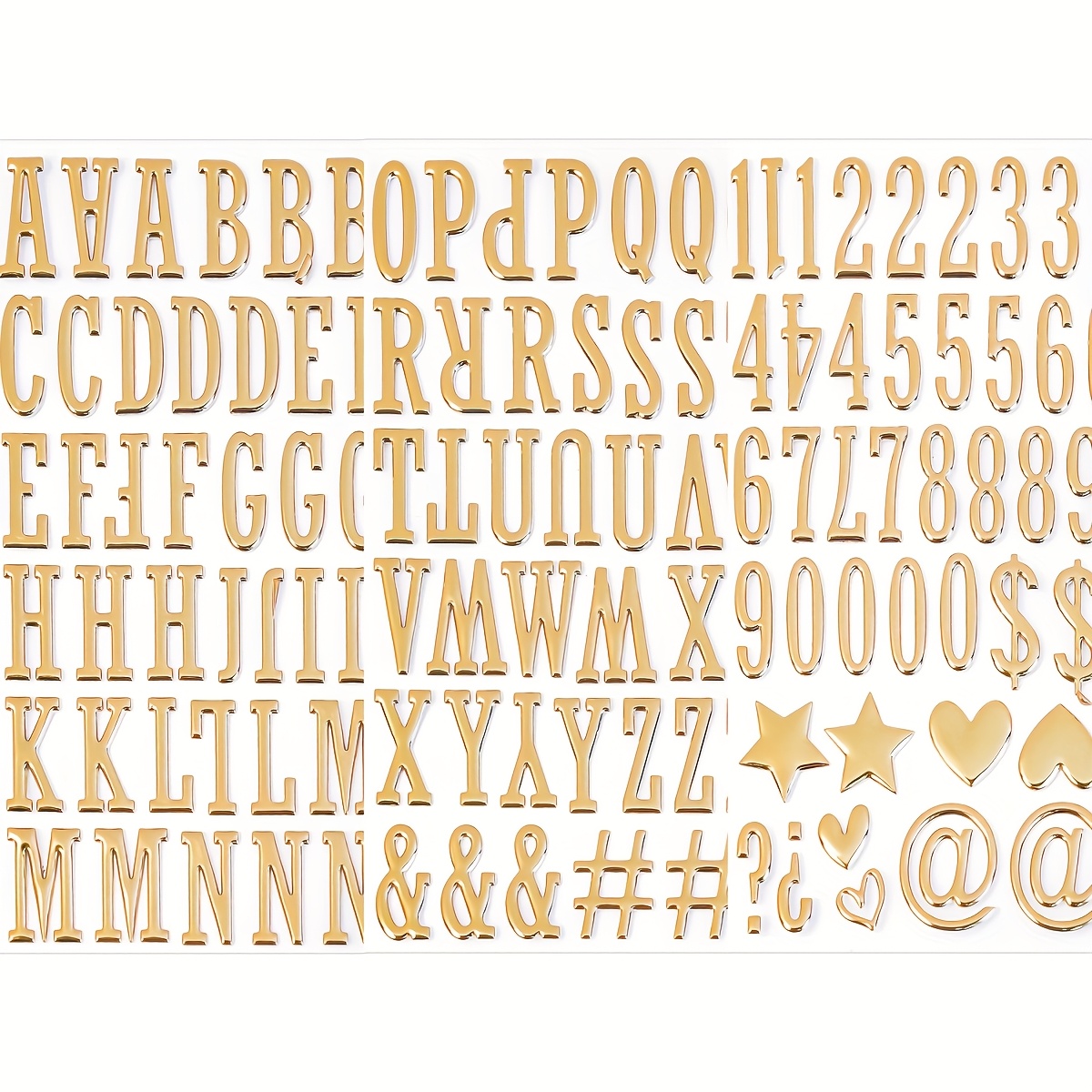 3 Sheets, 145pcs Premium Bronzing Sticker Set | Contains , 0-9 Numbers And Symbols | With Adhesive-backed Bubble Stickers, Suitable For , Scrapbooks And Name Labels