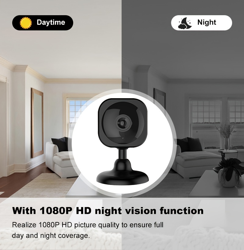 2pcs Smart Home Surveillance Camera Kit, 1080P HD WiFi Monitor with Two-Way Audio, Night Vision, Motion Detection, USB Powered, with Remote Viewing for Home Security, Elderly and Pet Monitoring, for Ages 14+ details 4