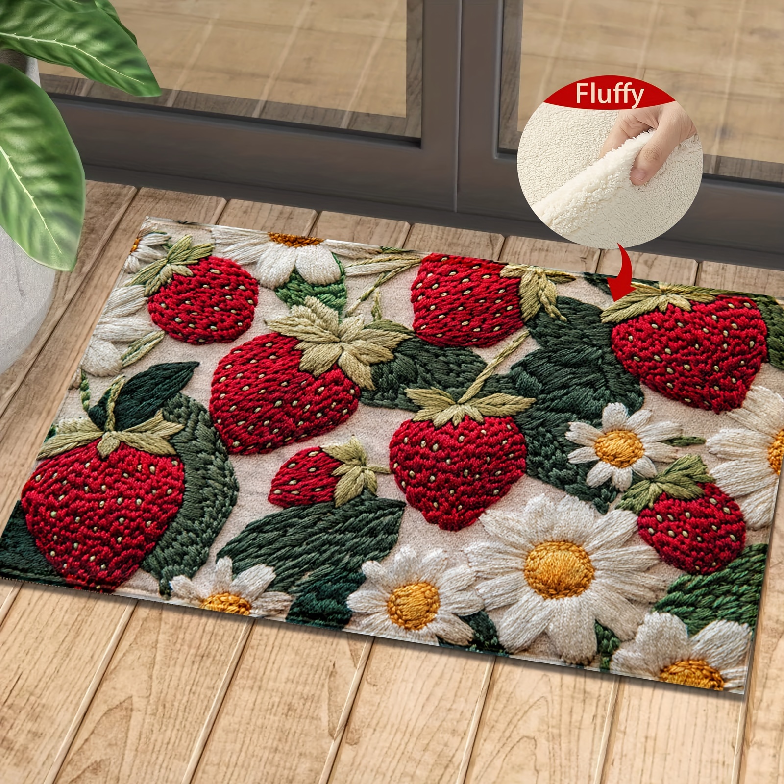 

1pc Knitted Pattern Mat, , Long Decor, Bathroom Rug, Doorway Mat, -, For , Bathroom, , Entryway, / Use, , , Rectangular Bath Mat, Low , , Knitted (, ), Polyester, Tpr Backing, 1350g/㎡, 0.7cm