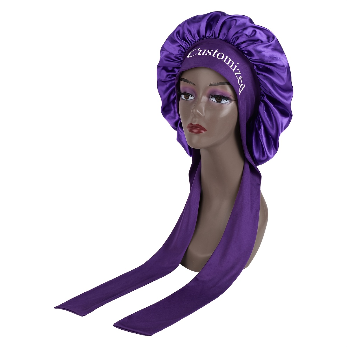 TEMU Bonnet en Satin Personnalisé pour Femmes - Ajustable, Longue Casquette de Sommeil Élastique par DeeJey, DeeJey, Cadeau de la Saint-Valentin,