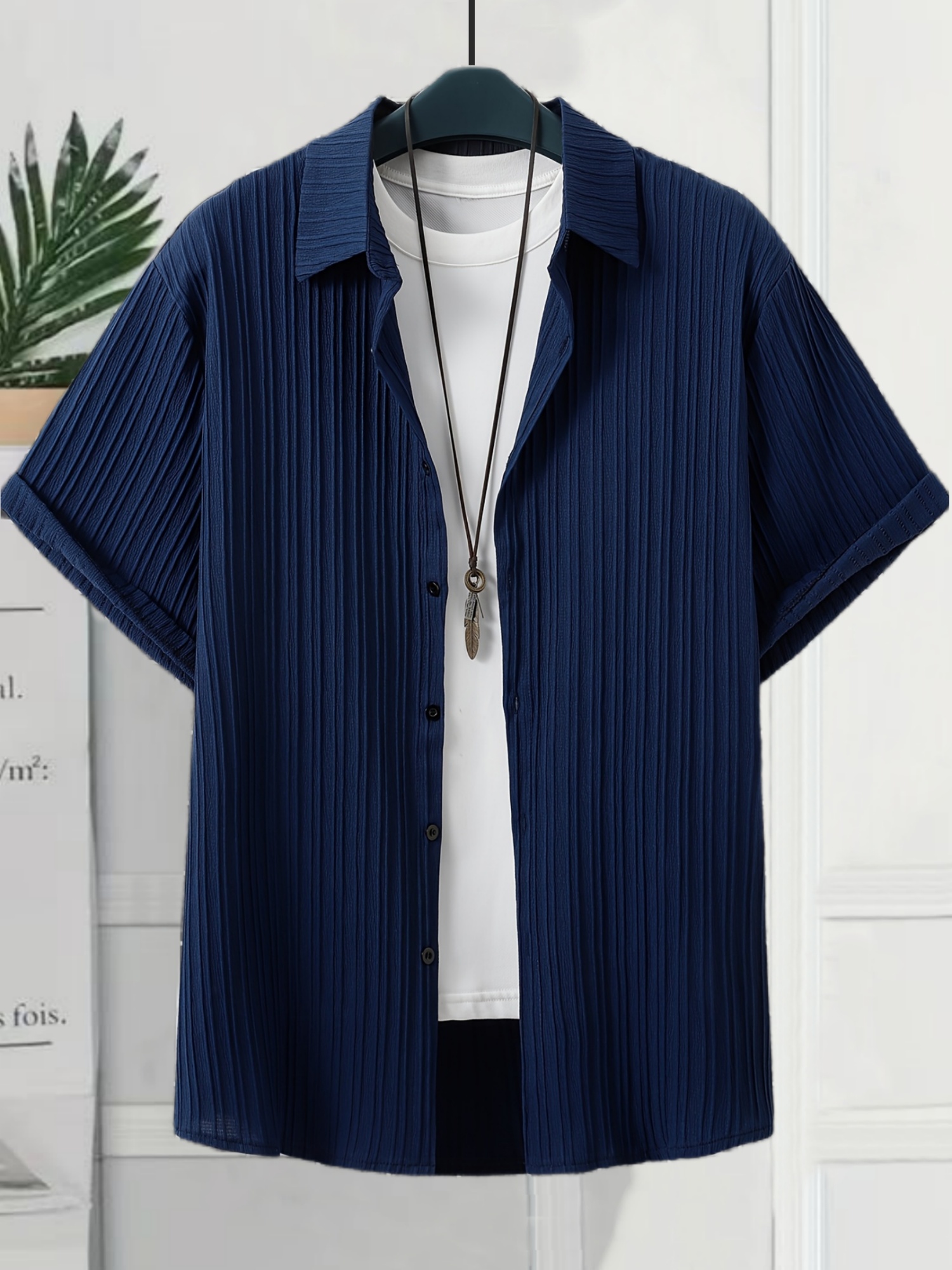 Men's Lightweight Summer Casual Shirt - Mint Green Solid Color Short Sleeve Button-Up with Pointed Collar, 95% Polyester 5% Spandex, Machine Washable Regular Fit for Adults & Teens, PLUS SIZE