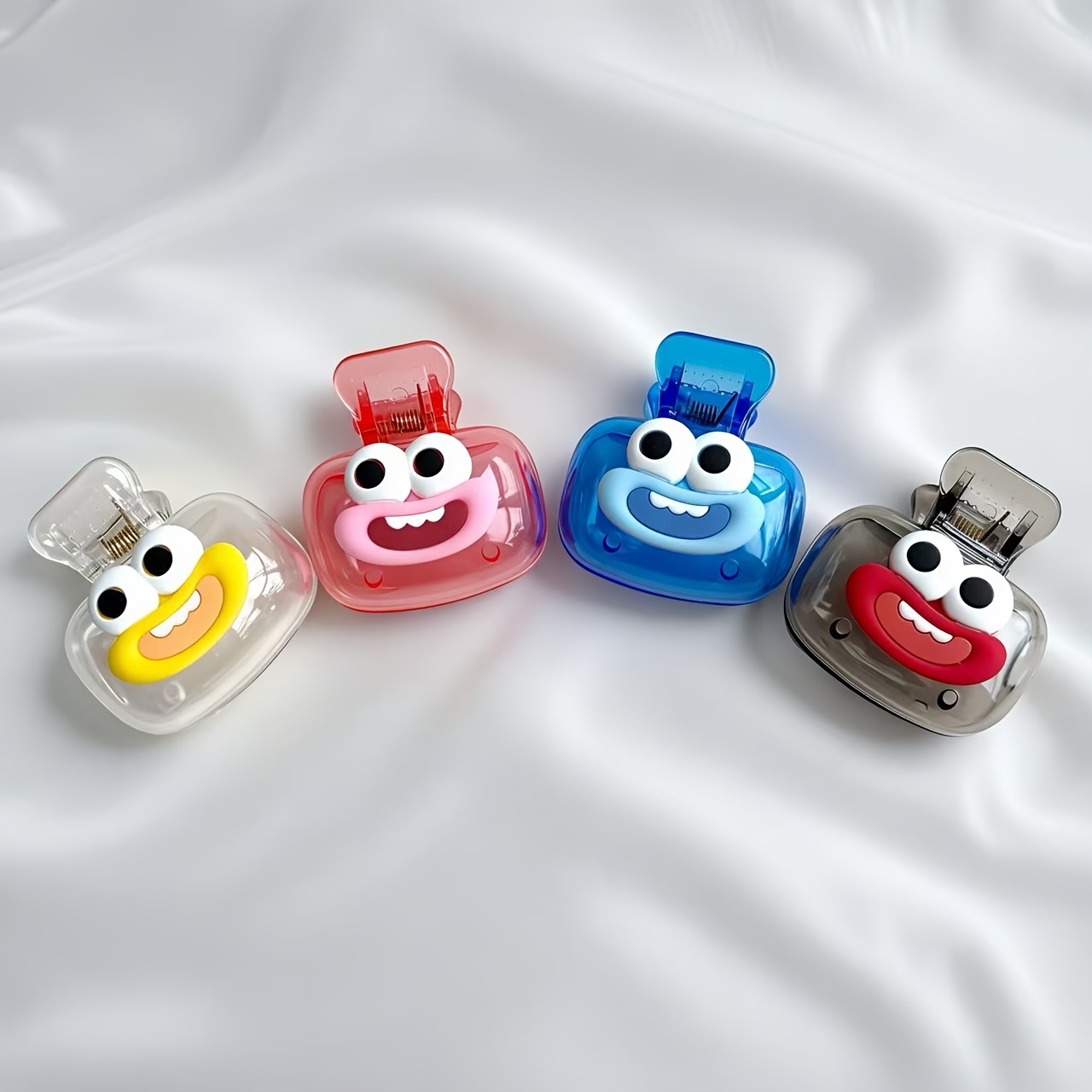 Image of 4pcs New Cute Face Toothbrush Covers - 4 Dopamine Color Combinations - /travel Toothbrush Dust Protectors - Durable, Washable, And Portable Material