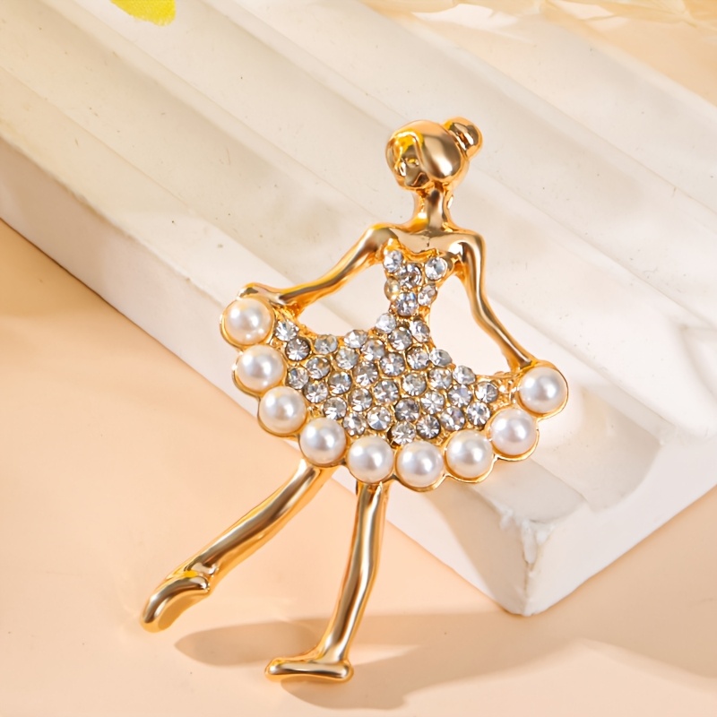 TEMU 1pc Broche de Bailarina - Elegante Pin de con Detalles, Joyería en Aleación Bañada en Oro KC para Mujeres, Regalo para Amantes del Ballet,