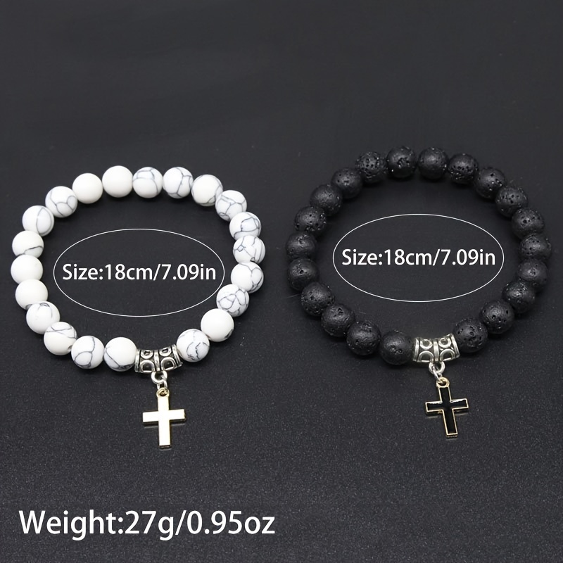 Beaded Cross Couple Bracelet Set