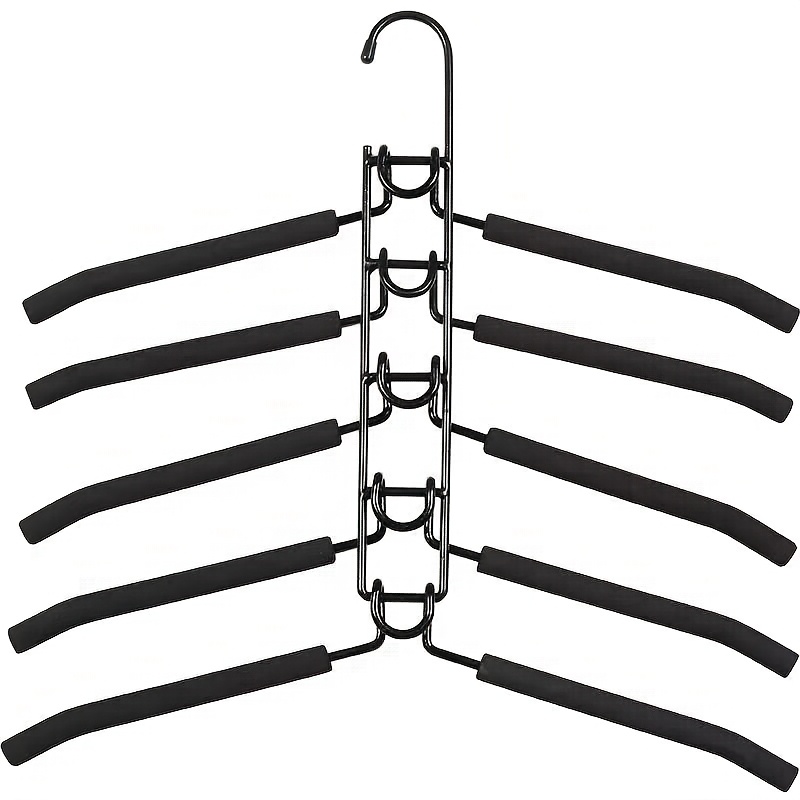 TEMU 6pcs Set(includes 1 Main Hook Bracket+ 5 Hangers) Foldable Hanger, Space-saving Wardrobe Storage Rack With Anti-slip Pads, Suitable For Jackets,