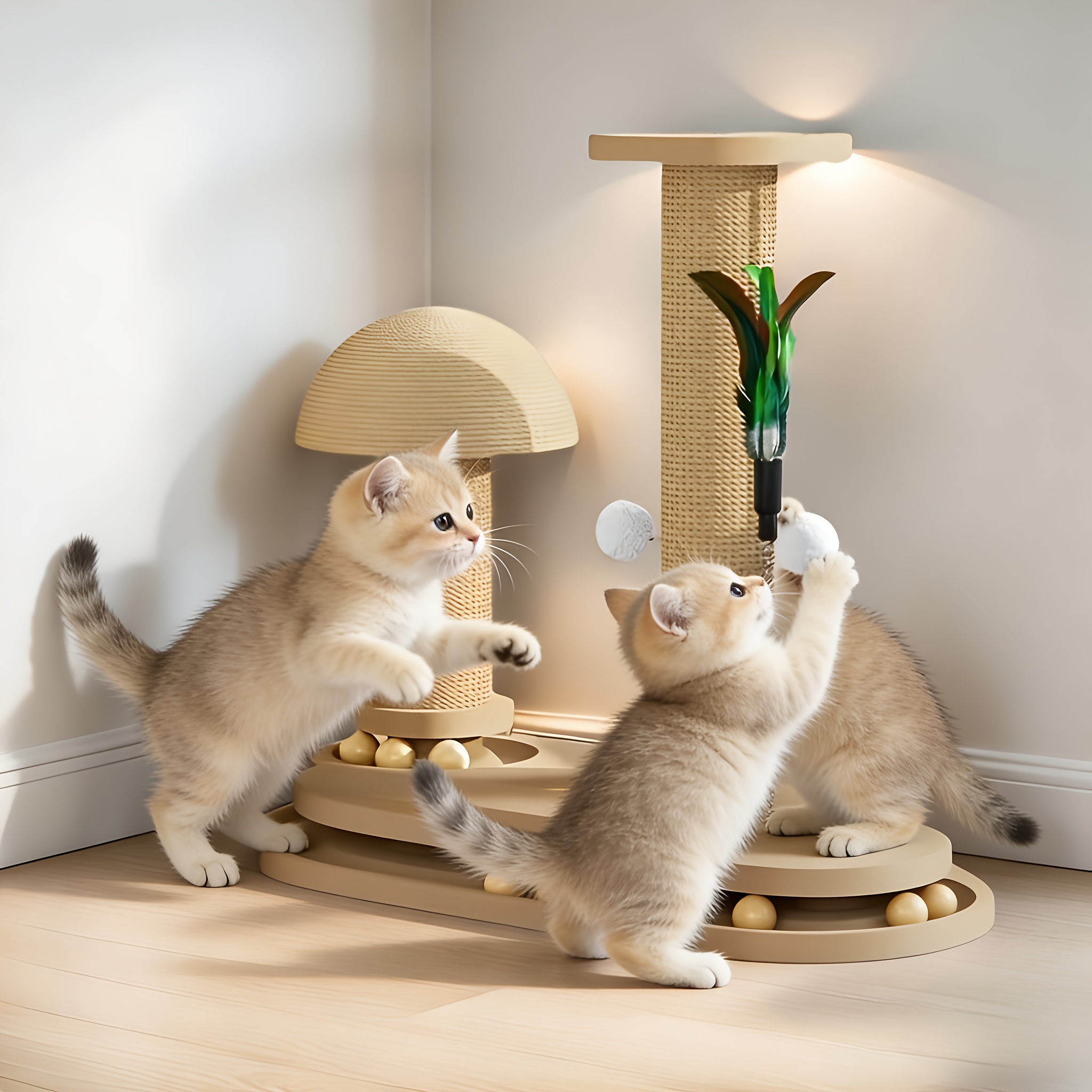 TEMU An Innovative Cat Climbing Device That Space, Featuring A Vertical Woven Cat Scratching Post Durable And Self-entertaining, Combining A