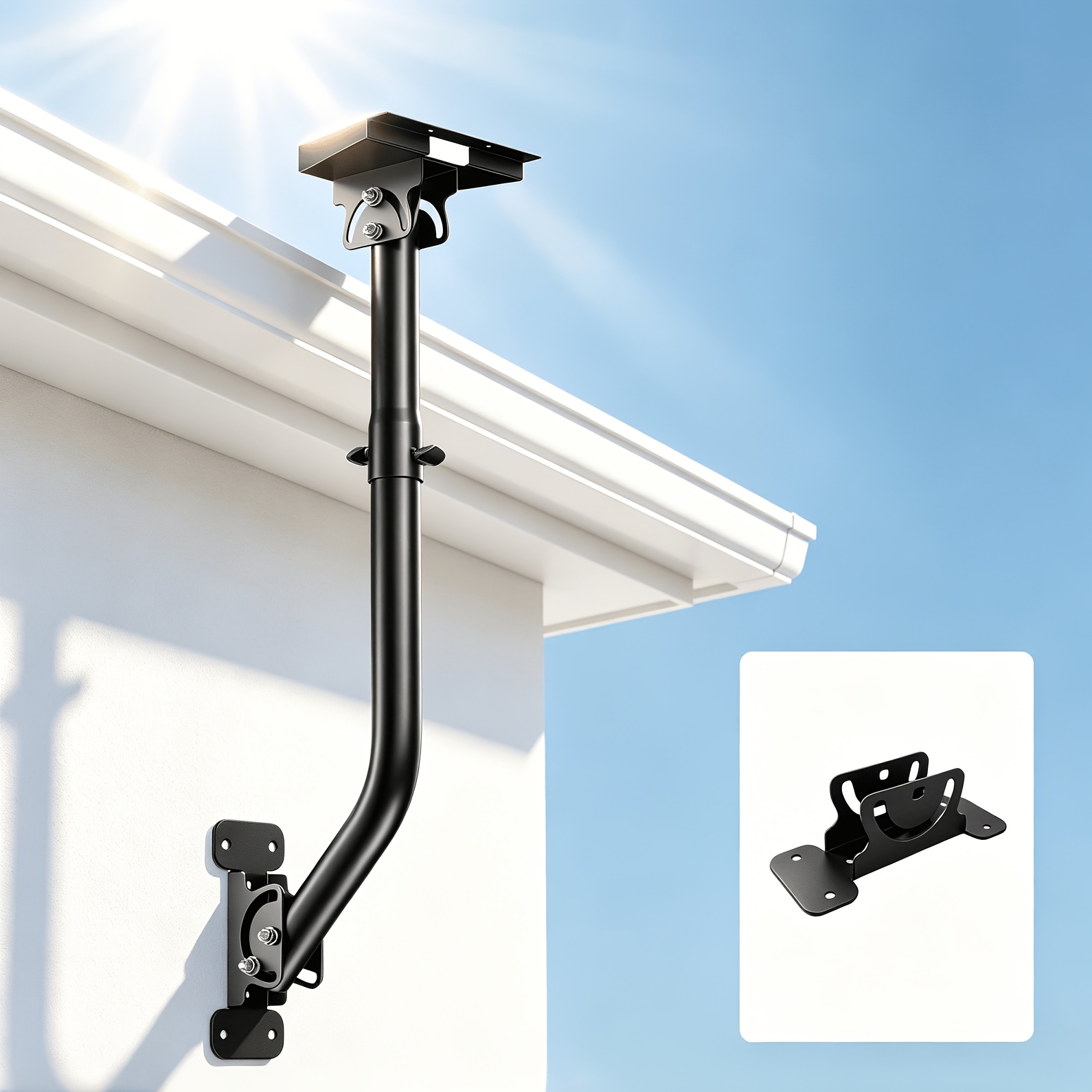 Image of Signal Receiver Mount, Starlink Mount, Wall Mounting Bracket - Carbon Steel, Anti-corrosion And Rust-proof, Multi-angle Adjustable, Compatible With Starlink Gen 3, Suitable For Stone/wood Walls