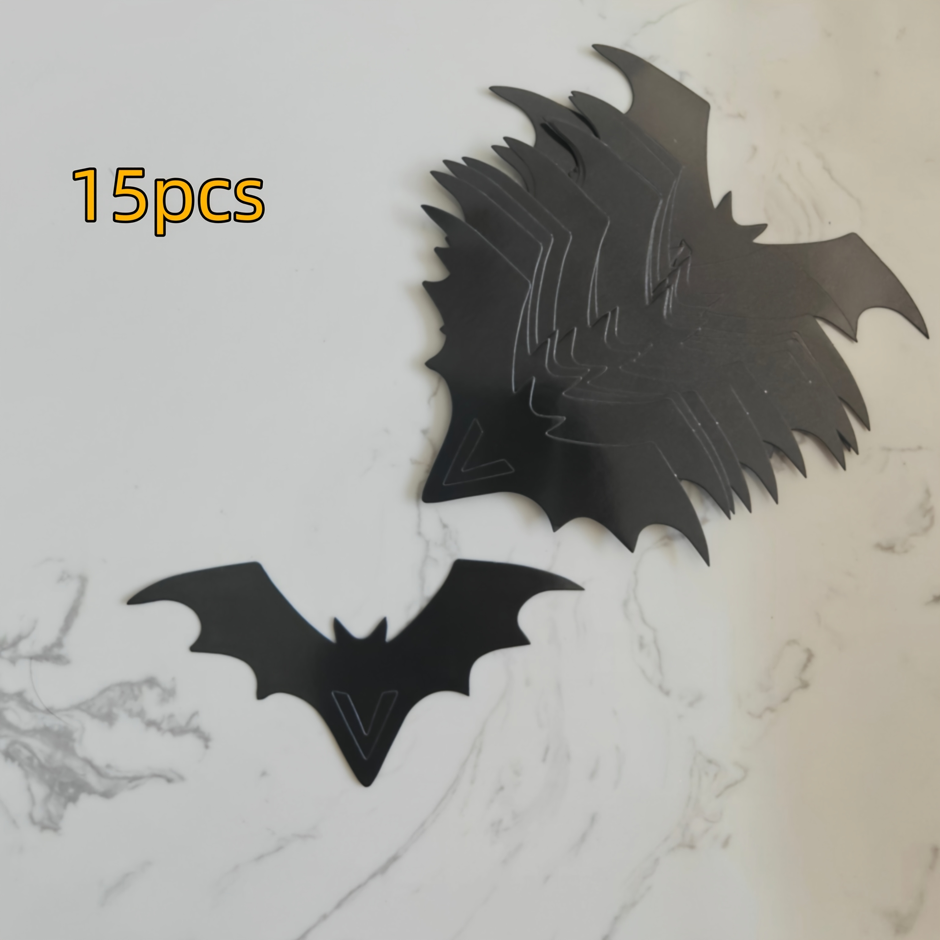 TEMU 15pcs Halloween Bat Wine Glass Decorations, Halloween Themed Cards, Gothic Horror Style Party Wine Glass Accessories, Cocktail Horror Themed