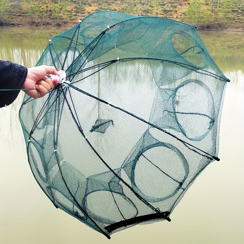 

1pc 4/6/8/10 Holes Foldable Hexagonal Fishing Net - Effortlessly Catch Minnow, Crayfish, And Crabs With This Portable Net