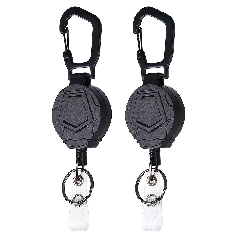 TEMU Lot de 2 porte-badges rétractables avec robuste, dévidoir d'identification tactique avec cordon rétractable en acier de 60 cm/23,6 pouces