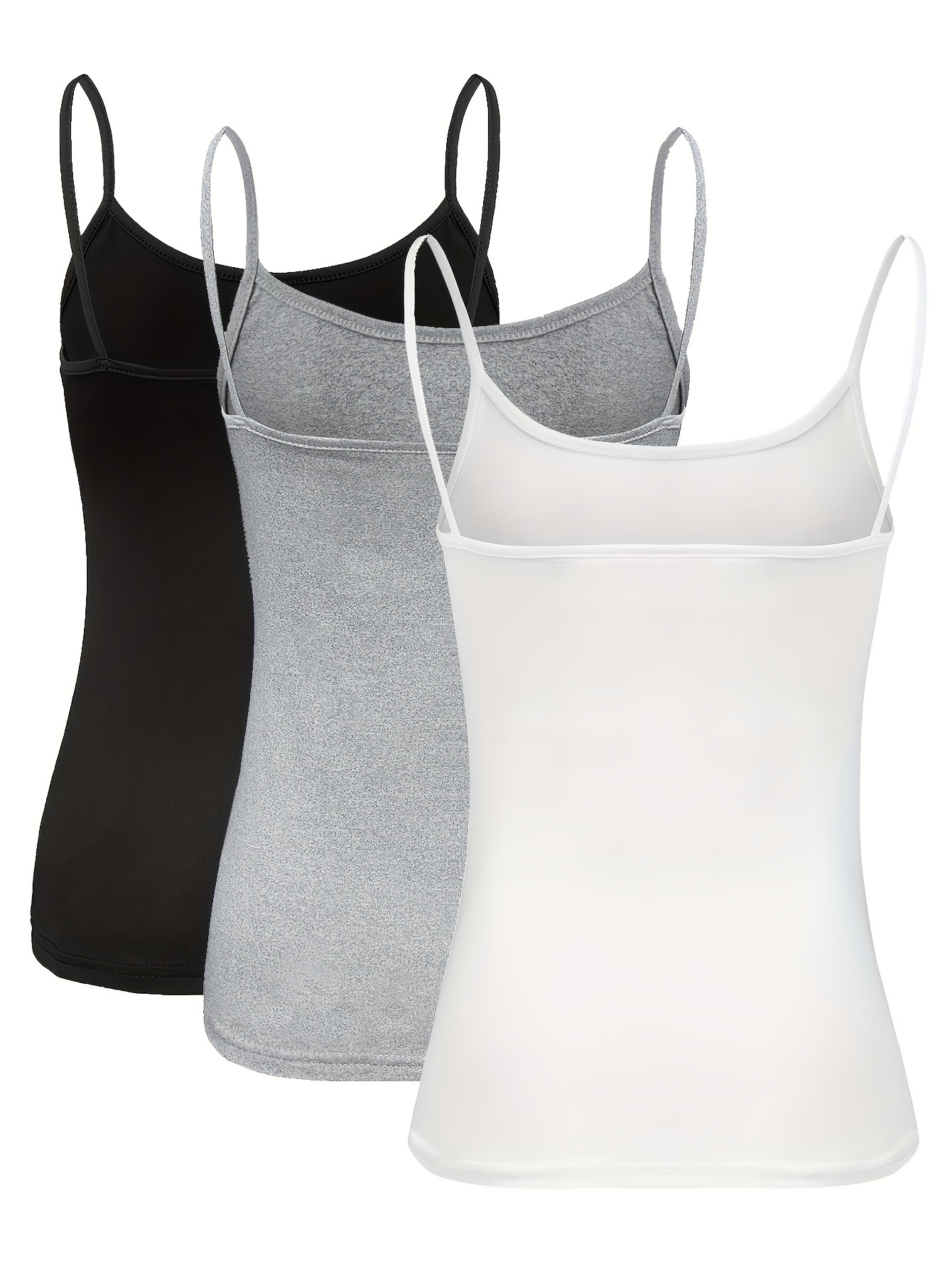 Solid spaghetti strap tops, 3 pcs