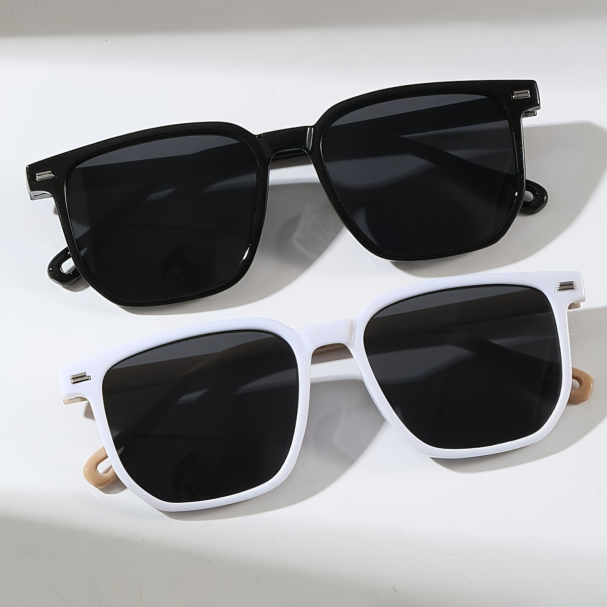 

2pairs Boy's Pc Frame Square Retro Glasses, Fashion Decorative Fashion Glasses Gift Glasses Case Glasses Cloth