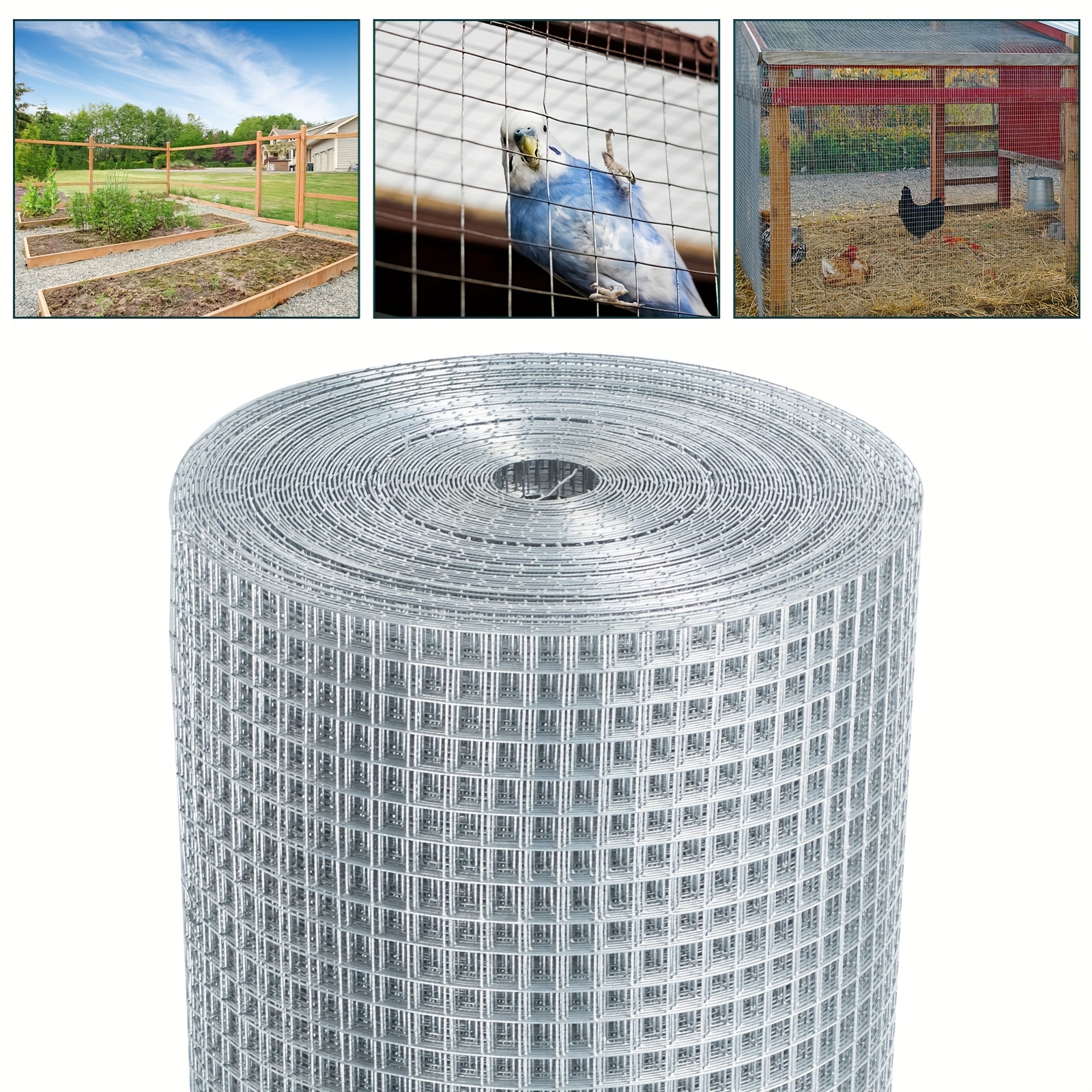 

19 Gauge Chicken Wire, 1/2 Inch 48inch×100ft Hardware Cloth Fence, Galvanized Welded Cage Wire Mesh Roll Supports Poultry Netting Cage Fence