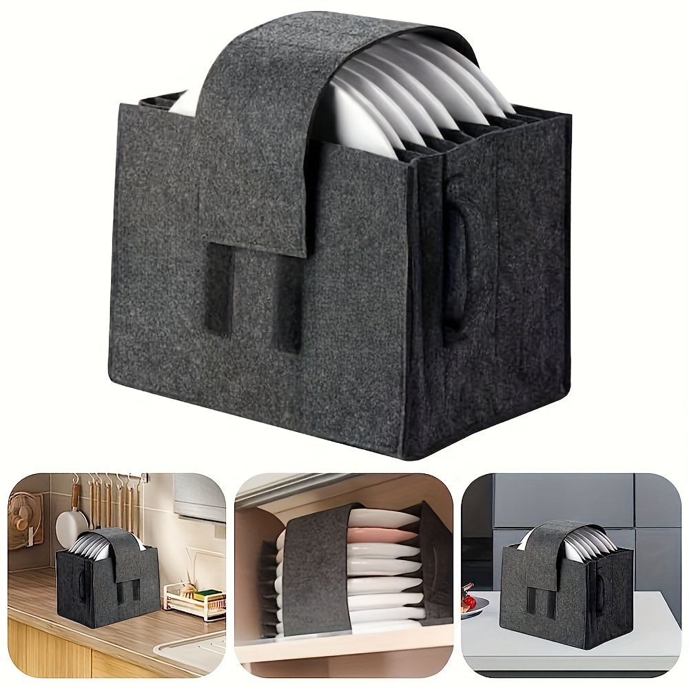 

1pc Plate Storage Felt Holder, Motorhome Kitchen Cupboard Storage Bag For 8 Plates, Camping Dinnerware Storage Bag, Camping Plate Holder, Solutions For Motorhome Campervan Boat Cupboard