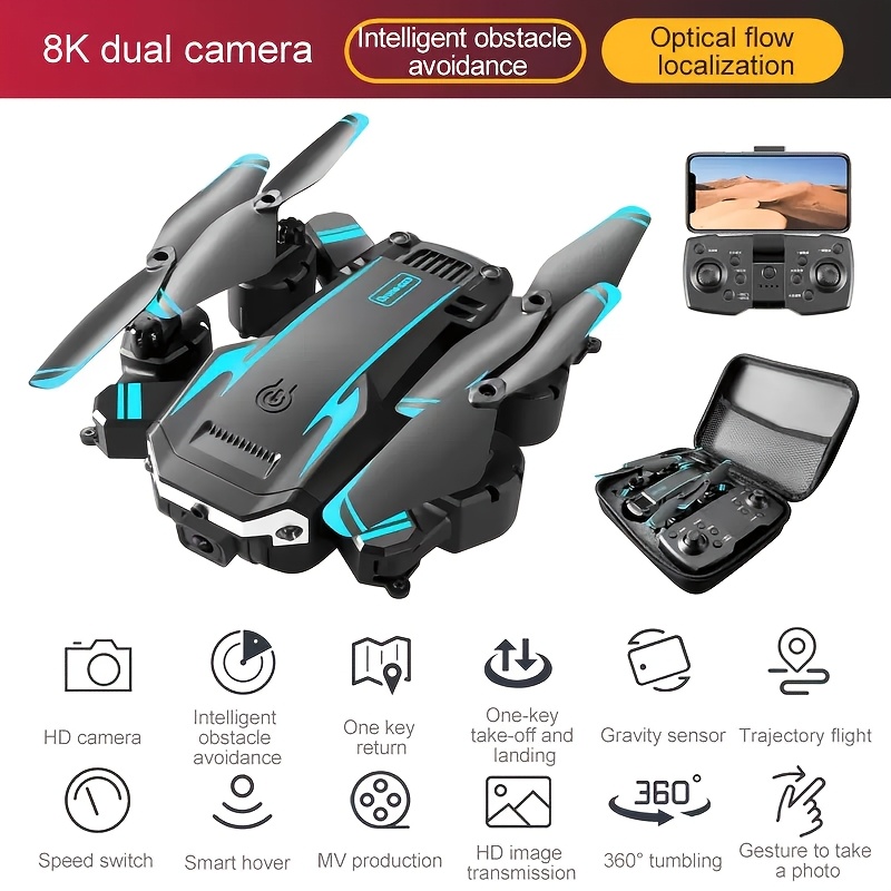 TEMU S6 Professional Dual Camera Drone, Foldable Quadcopter With Height Hold, App Control, 1080p Video, Usb Rechargeable Lithium Polymer Battery,