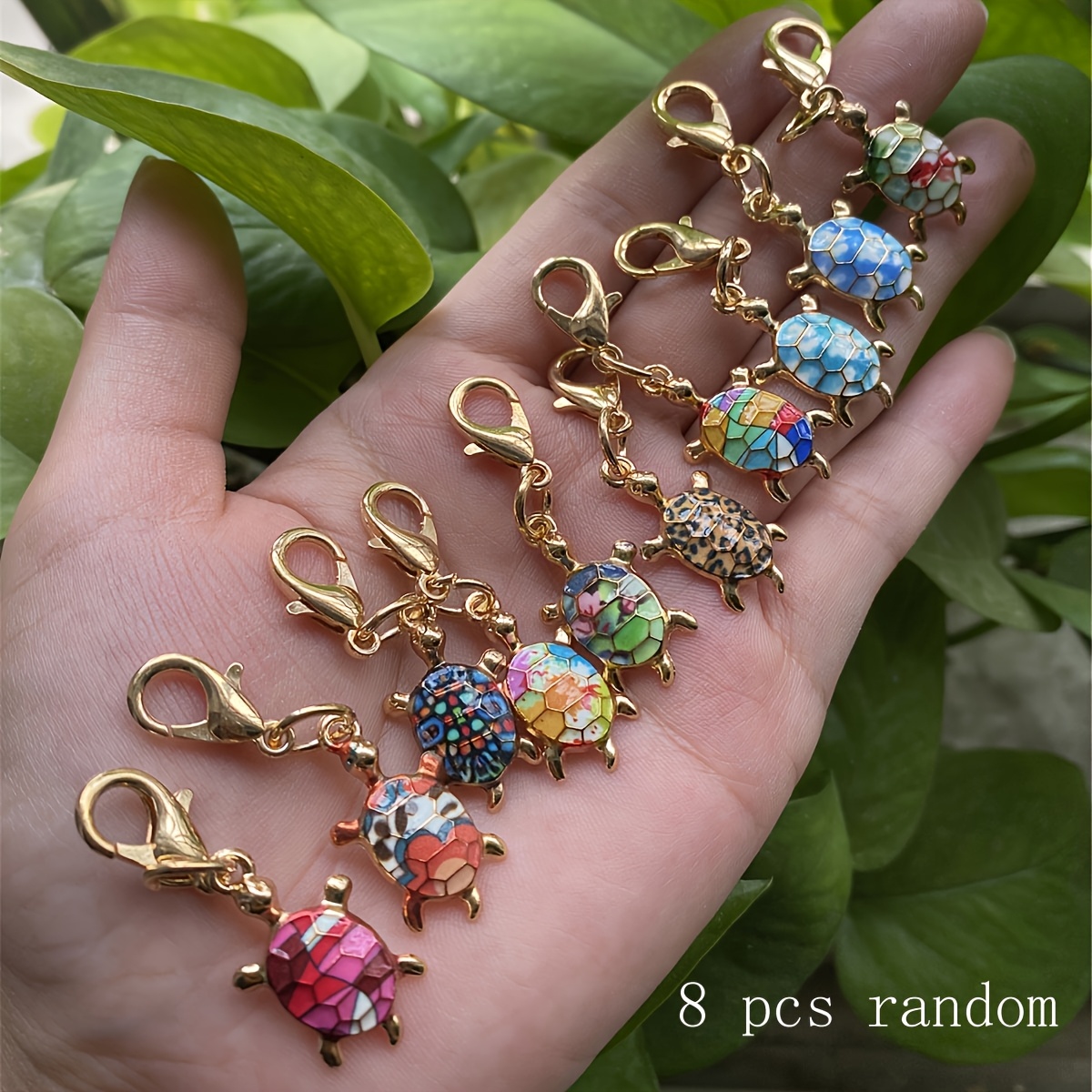 TEMU Gift For Her/him 8pcs Color Random Turtle Keychain, Cute And Fashionable, A Of Styles, Suitable For The Decoration Of Backpacks, Wallets,