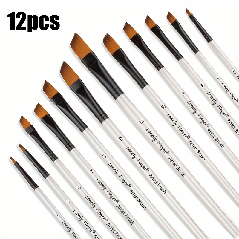 

Finger 12pcs Angled Paint Brush Set, Nylon Bristles For Acrylics, , Gouache, Inks, Oil & Painting, Finger