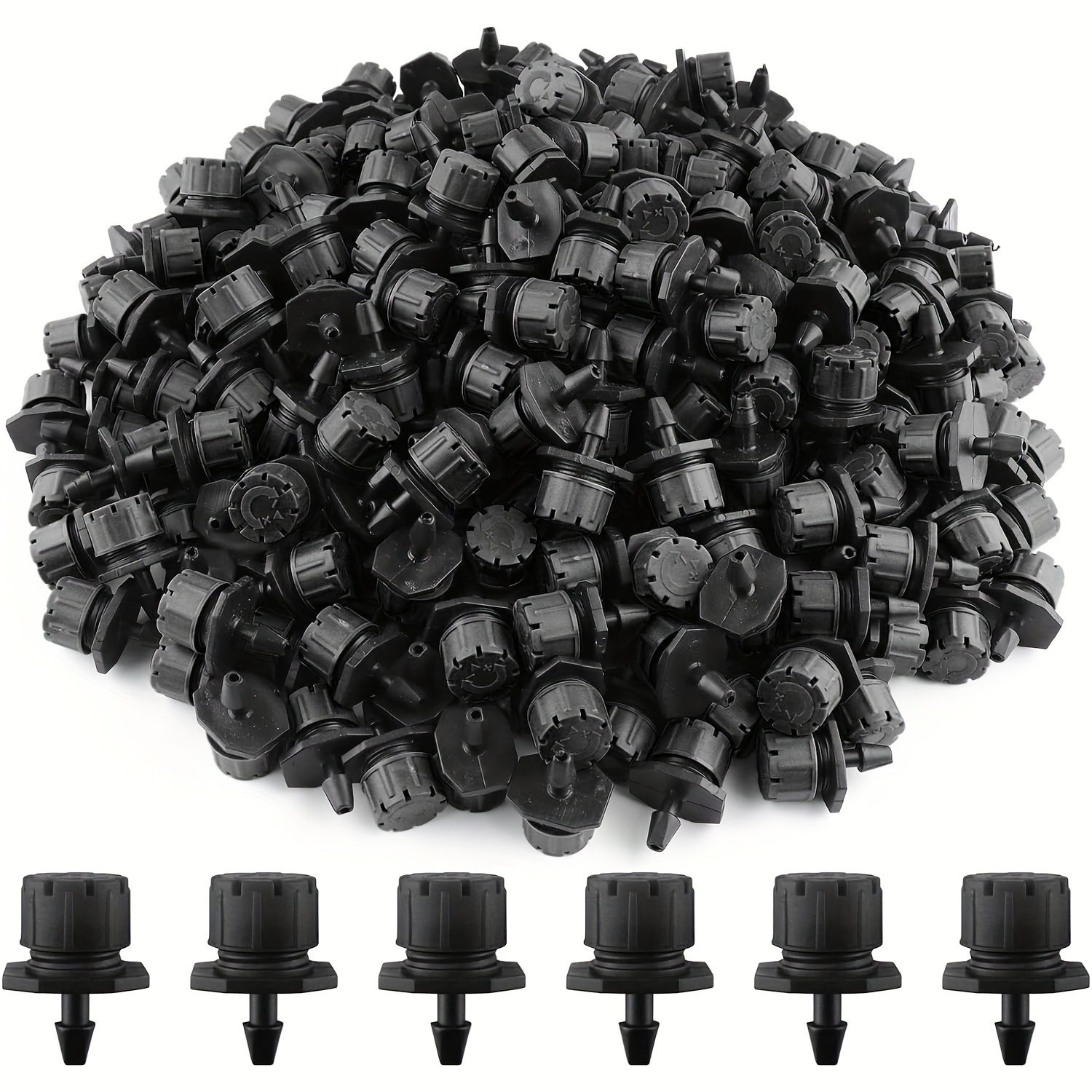 

200pcs Adjustable Drippers, 1/4 Inch Micro Flow Drip Irrigation Heads With Spray Nozzles, Used For Vegetable Gardens Or Flower Beds (black)
