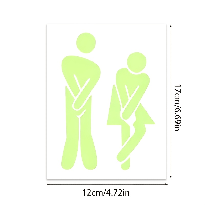 TEMU 1pc 4.72 X 6.69in -the-dark Toilet Sign Sticker, No Battery Required, Suitable For Public Restrooms, Bars, Living Rooms, Outdoor Spaces, Toilet