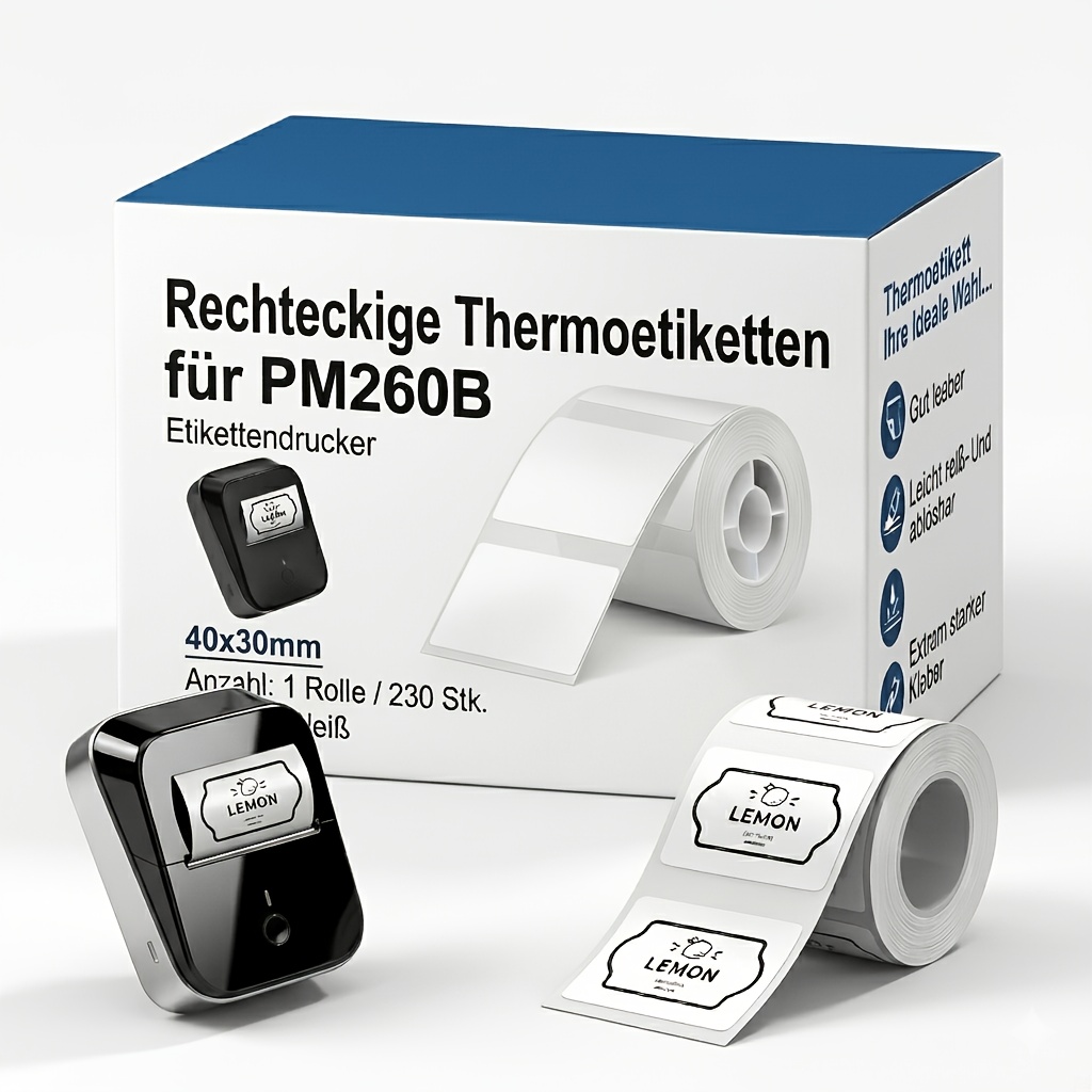 TEMU Etichette termiche per stampante PM260B/PM260A/PM260, rotolo di adesivi circolari autoadesivi, resistenti all'olio e ai graffi, etichette ad