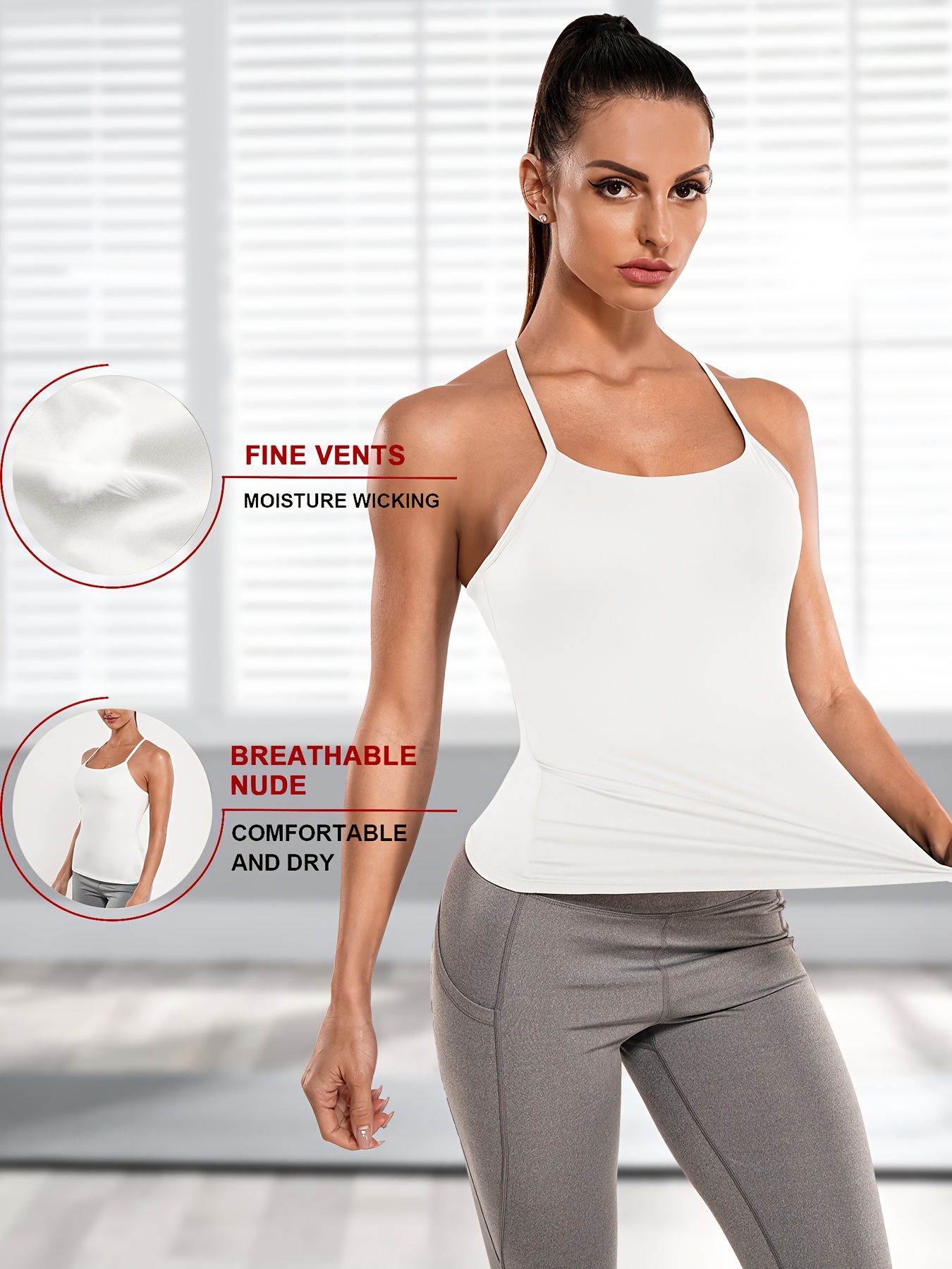 Workout Tank Tops Women Built In Bra Cami Top Yoga Shirts - Temu Canada