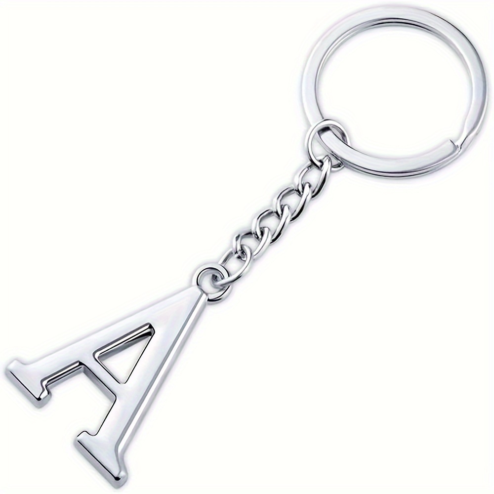 

1pc A-z Key Chain, Initial Letter Key Chain, Silvery Men's Cool Letter Car Key Keychain