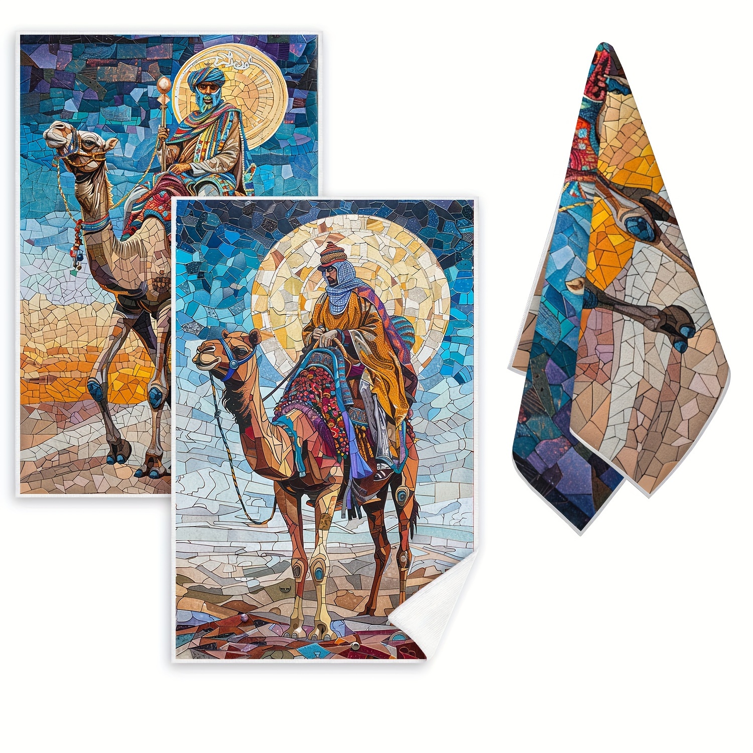 

2-pack Contemporary Camel Llama Hand Towels - Lightweight, Absorbent Polyester Knit Fabric, Machine Washable, Cartoon-themed Dish Towels For Kitchen, Cooking, Baking, Housewarming Gifts