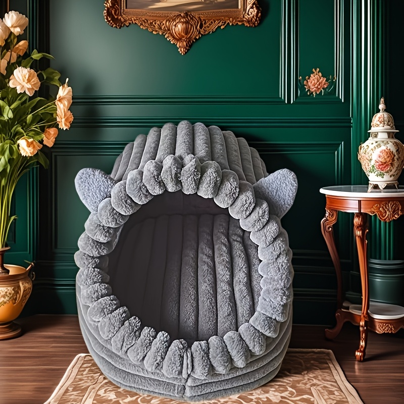 suitable for small medium and large dogs and cats this cozy cartoon cat cave bed   your feline warm and comfortable in this   house a christmas   pet bed house is   cats providing a soft and warm winter retreat Product details 1